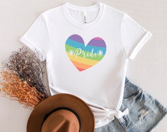 Rainbow Pride Heart T-Shirt - LGBT Love is Love Tee