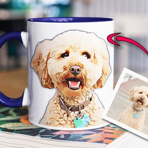 Custom Dog Two Tone Portrait Mug • Custom Cat Oil Art Mug • Dog Coffee Mug • Pet Coffee Cup • Custom Cup • Personalised Mug