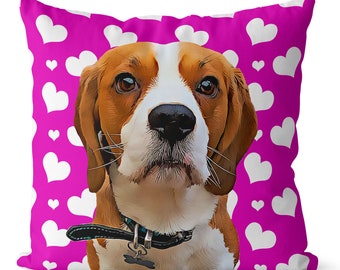 Your Dog on a Custom Heart Throw Pillow, Personalised Heart Cushion, Custom Dog Pillow, Dog Portrait Cushion, Perfect Gift for Pet Lovers