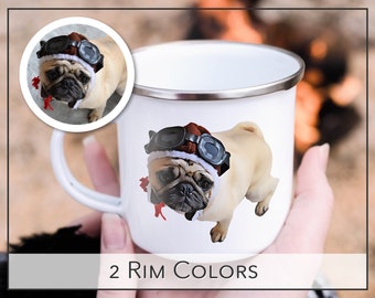 Custom Dog Portrait Camping Mug | Custom Dog Oil Art Enamel Mug | Dog Coffee Mug | Pet Coffee Cup | Custom Camping Cup | Personalized Mug