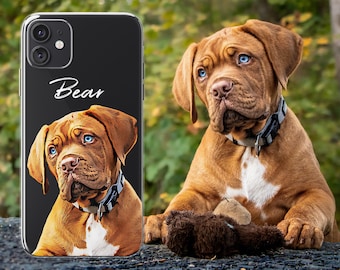 Custom Dog Portrait Clear Phone Case - Gift for dog lover - Dog gift ideas - Custom Pet Portrait - Birthday Gift - Pet Illustration