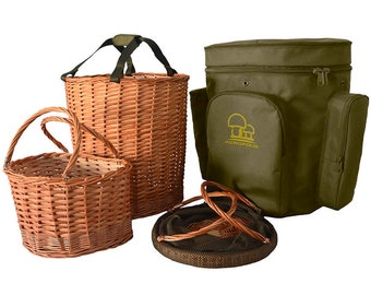 Rugzak voor het plukken van paddenstoelen. Rugzak voor paddenstoelenjagers met 3 rieten manden. Morieljes foerageren. Cadeau voor verzamelaar. Kerstcadeau voor hem en haar