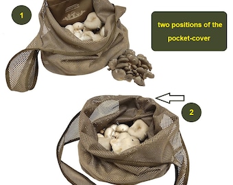 Sac en filet de recherche de nourriture, chasse aux morilles, sac de cueillette, champignons, fruits, légumes, sac de collecte de baies. Cadeau de Noël pour elle.