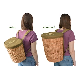 Mushroom Foraging Backpacks. Big & Small Wicker Baskets. Family set for Morels Picking. Birthday gift