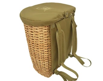 Foraging basket rucksack, backpack for mushroom picking, hunting. Wicker basket.  Gift for husband, father, uncle.