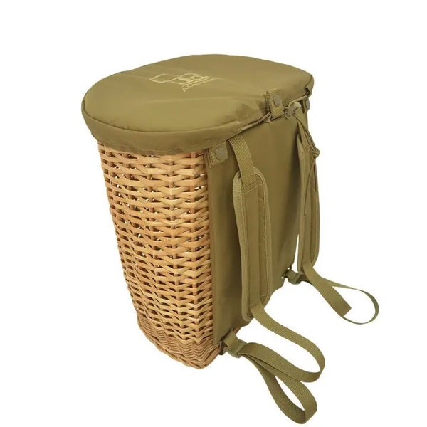 Foraging basket rucksack, backpack for mushroom picking, hunting. Wicker basket.  Gift for husband, father, uncle.
