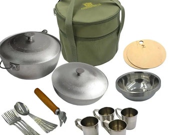 Picknickväska för utomhusbruk, multifunktionellt servisset för 4 personer, resväska, ett set för friluftsliv