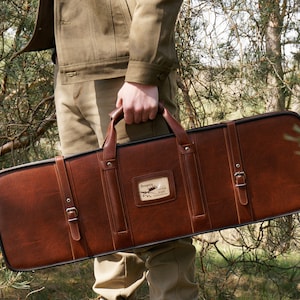 Étui rigide fait main en cuir pour fusil de chasse. Tir, coffret du chasseur, étui, sac, housse pour canons de 28 pouces, 30 pouces. Browning, Beretta, Benelli