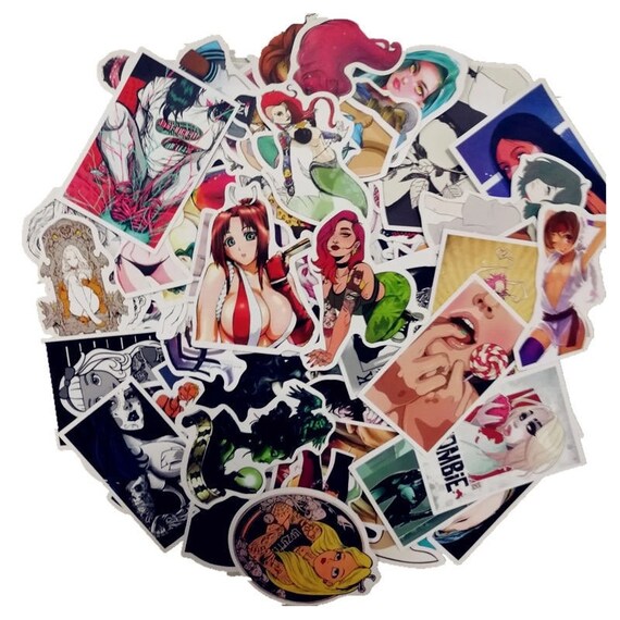 100 Pcspack Cartoon Anime Stickers Sexy Beauty Doodle Sticker Laptop Phone Fridge Skateboard Home Wallpaper Decal Diy Stickers