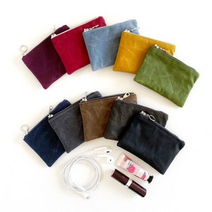 custodia per cuffie in molti colori / mini custodia con cerniera / porta carte / porta monete / piccola custodia in tela cerata