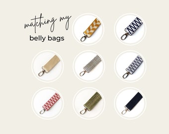 3.8 cm wide webbing strap w. 2 silver swivel hooks, colourful boho patterned or uni, adjustable woven crossbody strap matching my belly bags