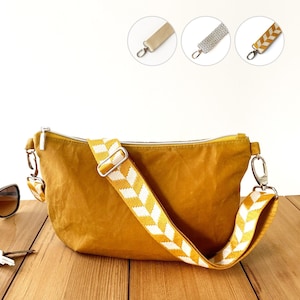 currygelbe weiche slouchy halbmondtasche, leichte vegane Knödeltasche, Bananentasche unterarm oder crossbody, praktische Halbmondtasche Frauen
