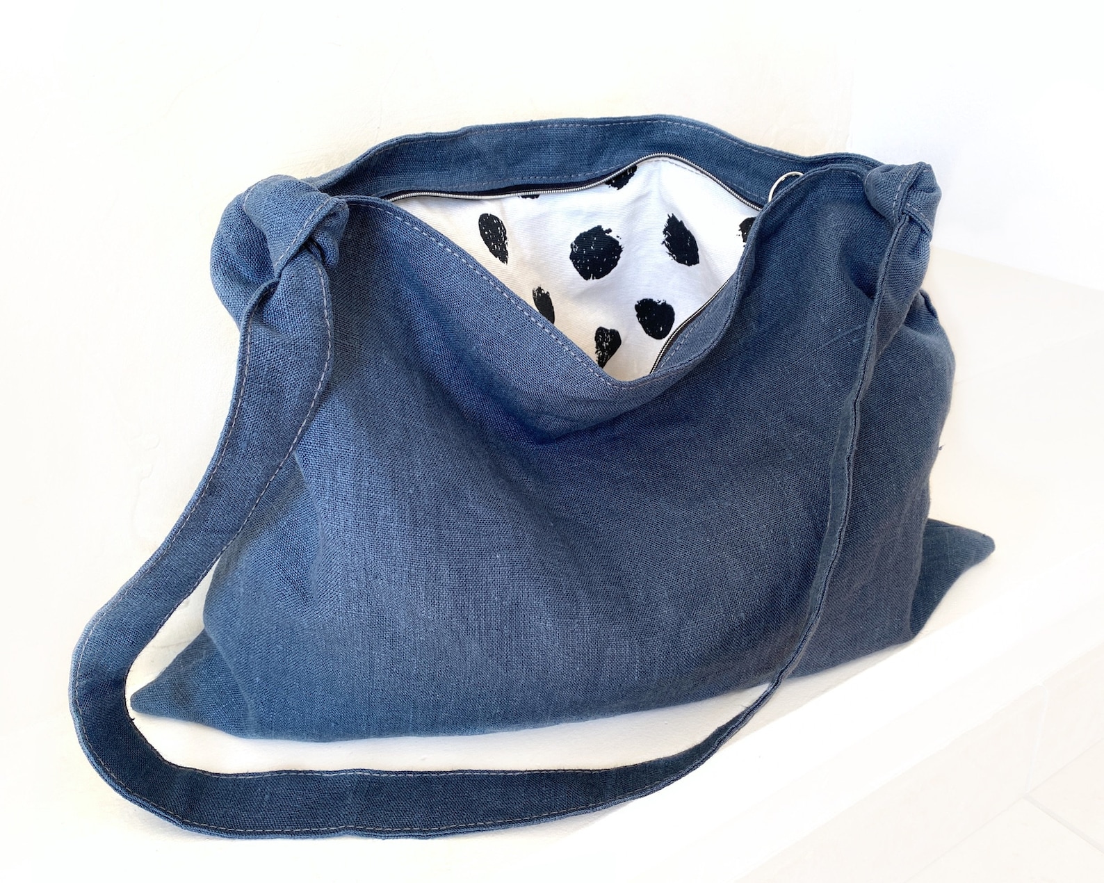 Blue Hobo Bag for Summer Large Linen Purse Soft and Light Etsy