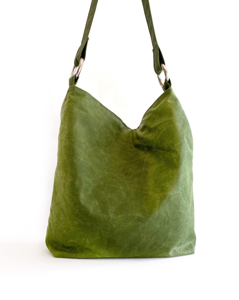Green Waxed Canvas Hobo Bag for Women Vegan Hobo Bag Etsy