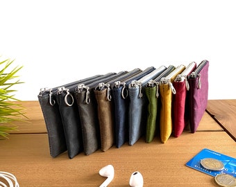 black headphone pouch | mini pouch | card holder | coin purse | small oilskin pouch