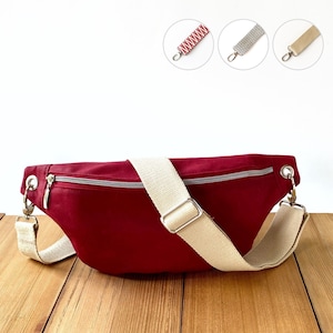 Weiche Gürteltasche aus gewachstem Baumwollstoff (Oilskin), vegane kleine Crossbody-Bananentasche mit breitem verstellbarem Gurtband