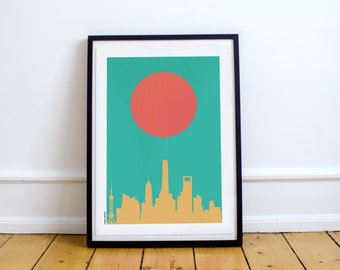 Shanghai Skyline Art Print: Modern Wall Decor