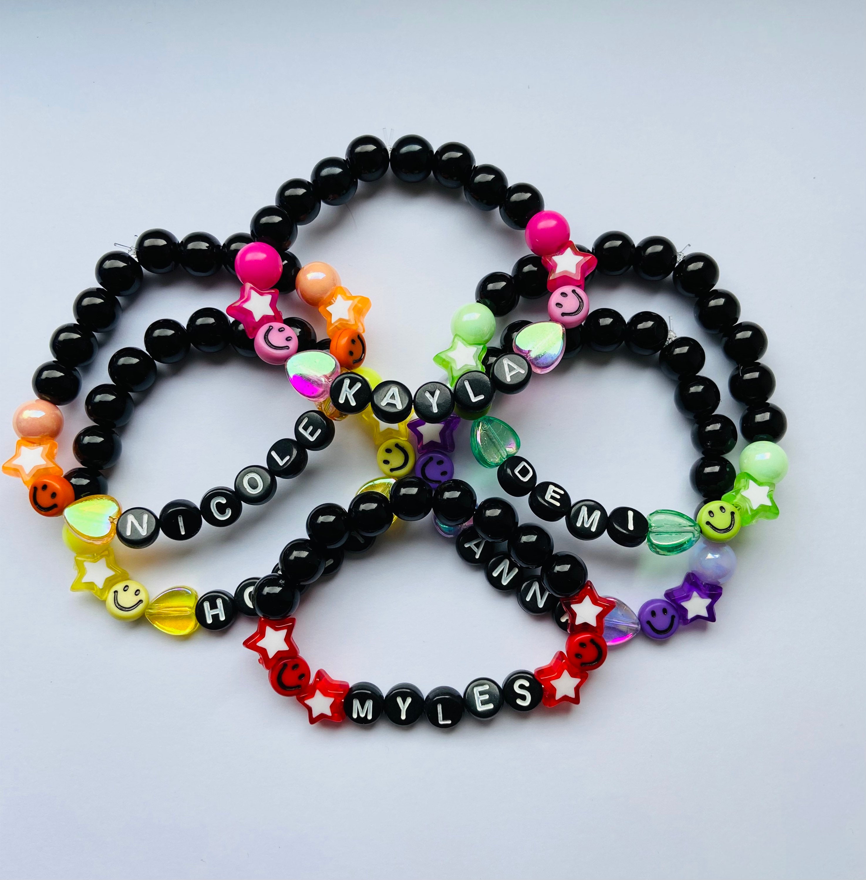 Personalised Name Bracelet Bead Bracelet Children's Etsy