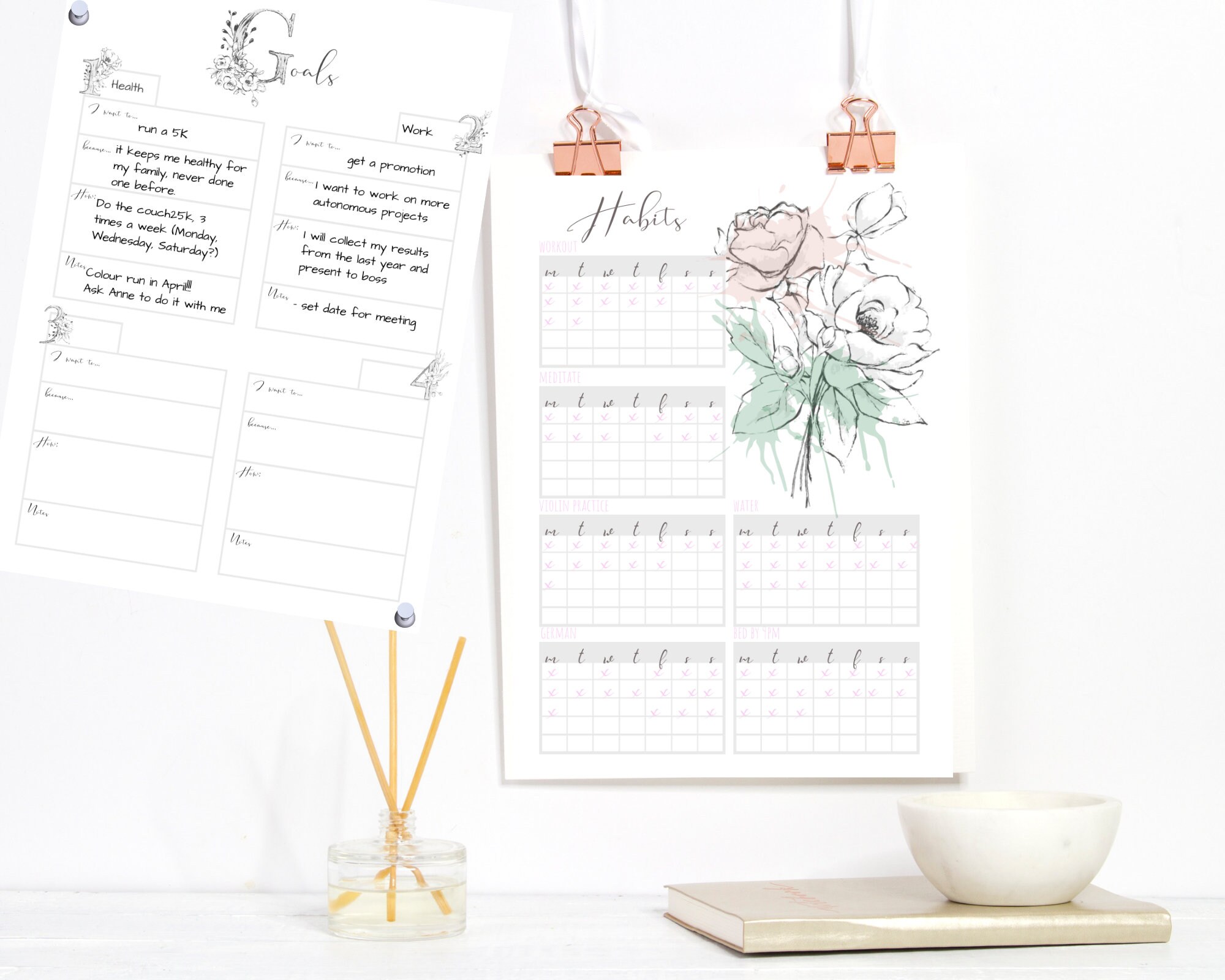 Goal Planner Printable and Habit Tracker Printable Bullet Journal