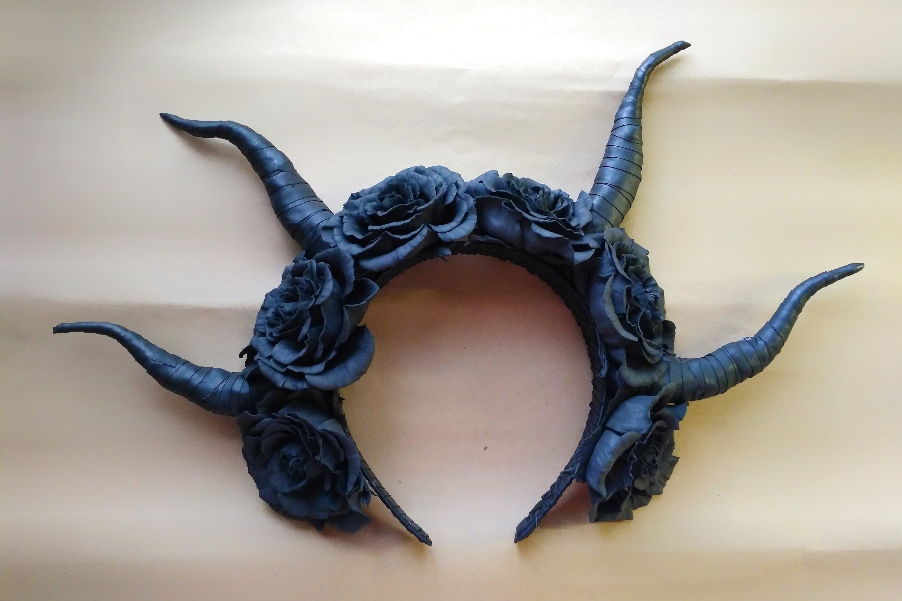 Red Devil Horns Headband Goat Horns Gothic Headpiece Halloween Etsy