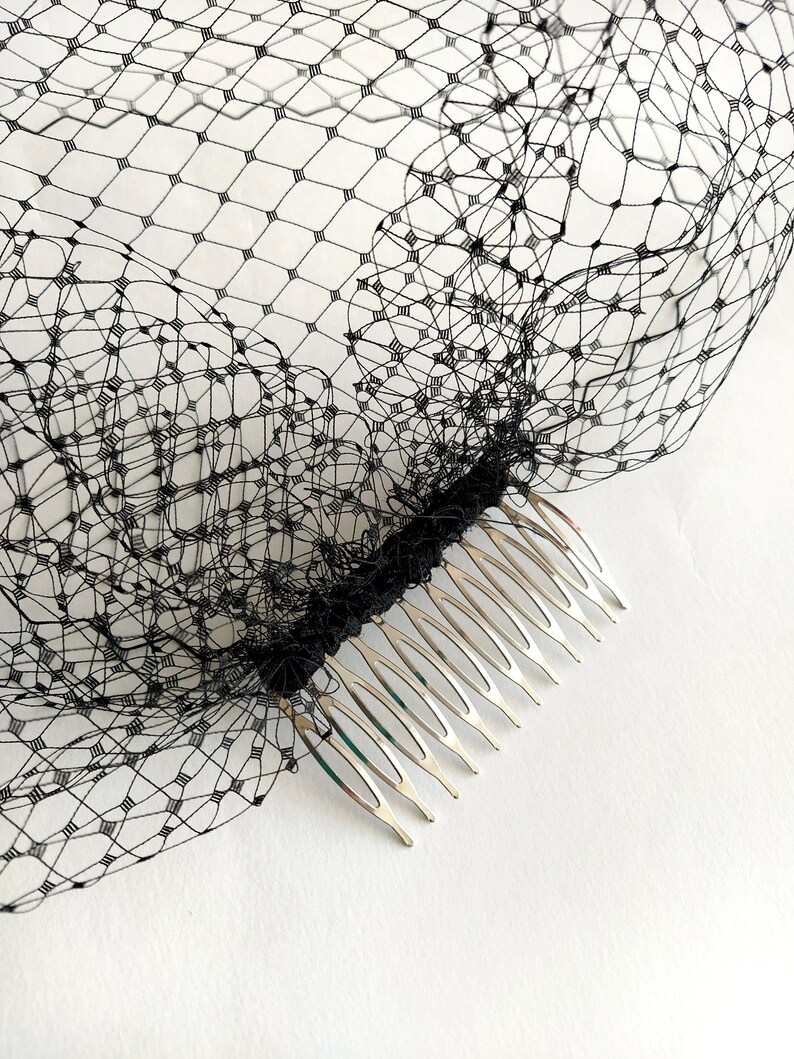 Black birdcage veil headband Gothic wedding veil Masquerade Etsy