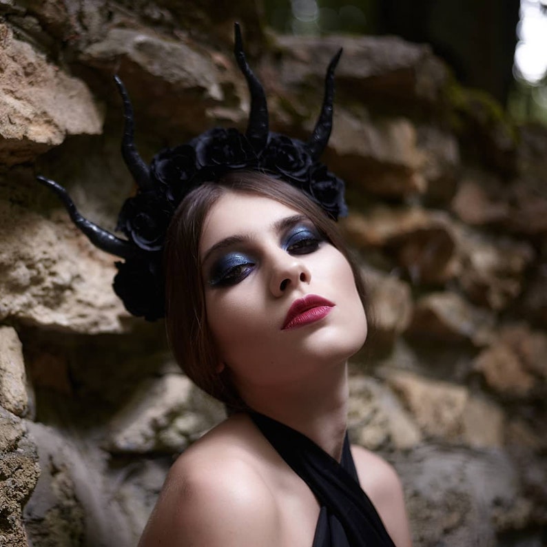 Tiefling horns devil costume headpiece Cosplay horns headdress Etsy