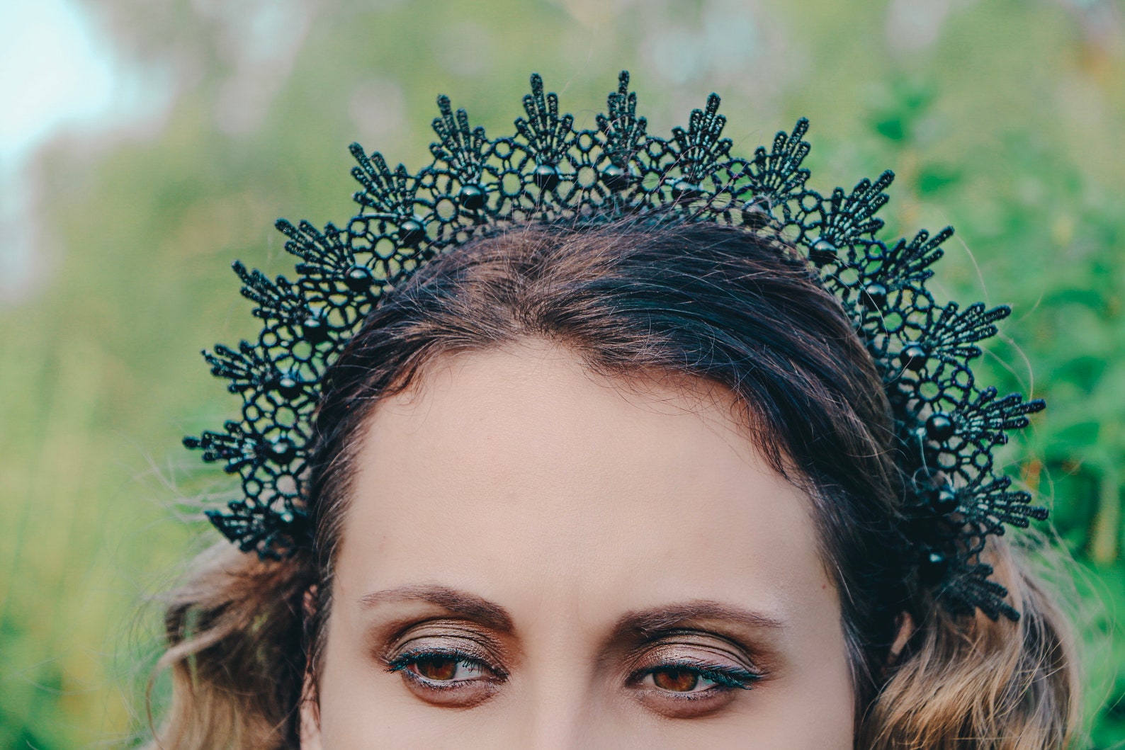 Black tiara Lace headpiece Vampire Black diadem Gothic wedding | Etsy