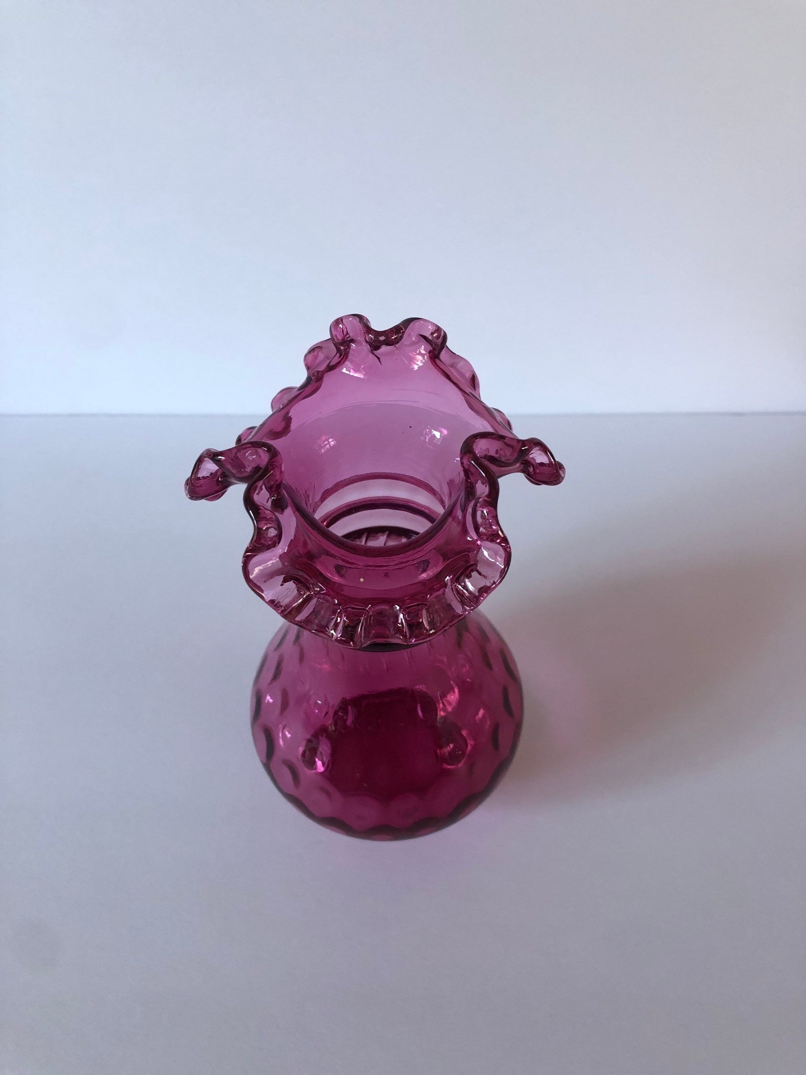 Vintage Fenton Cranberry Glass Vase Etsy