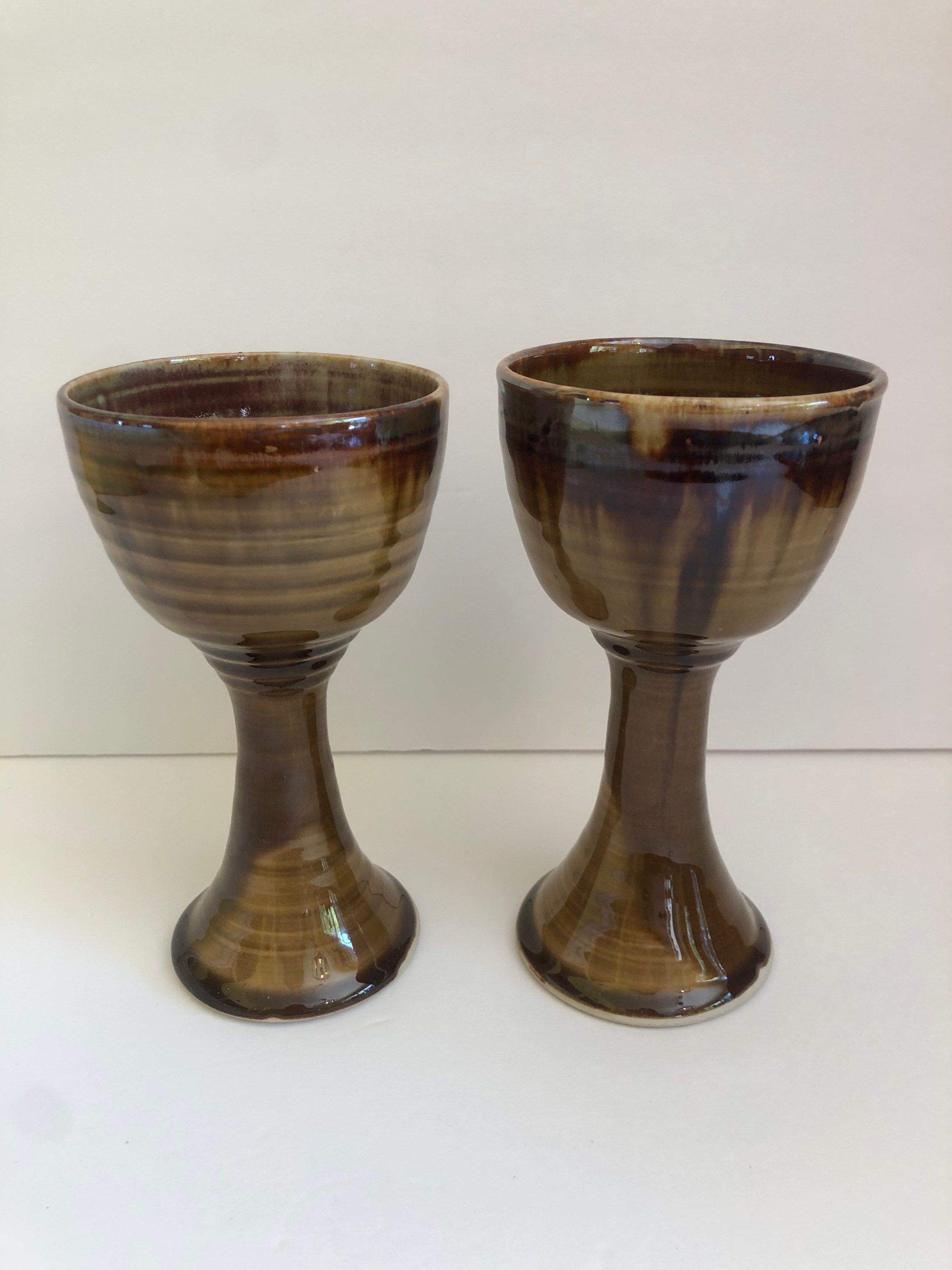 Two vintage ceramic wine goblets Etsy