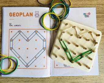 Handmade natural wooden Montessori geoboard. Geoboard.