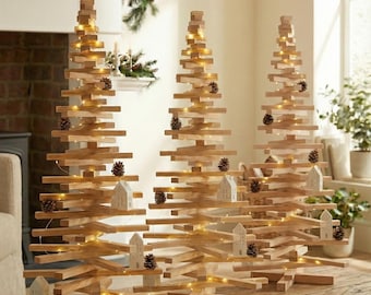 Natural Wood Christmas Tree | Minimalist Christmas Decoration | Beech or Oak Tree | Various Sizes 50-150cm | Eco-Friendly Home Decor