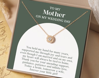 Mother of the Bride Necklace, Mother Wedding Gift From Bride, Gift for Mom on Wedding Day from Daughter, Wedding Jewelry For Mom