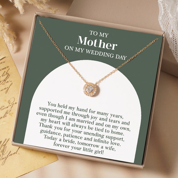 Mother of the Bride Necklace, Mother Wedding Gift From Bride, Gift for Mom on Wedding Day from Daughter, Wedding Jewelry For Mom