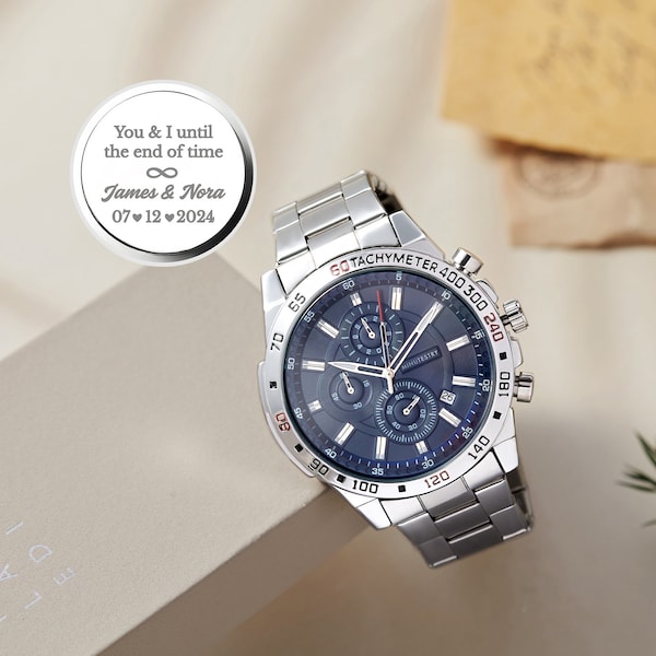 Personalized Watch for Men, Engraved Mens Watch, Valentine Gifts For Him, Boyfriend Anniversary Gift, Custom Watch For Husband