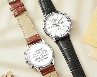 Cadeaux d'anniversaire pour lui, montre personnalisée pour le marié, montre homme gravée, cadeau de mariage, cadeau d'anniversaire de petit ami, montre personnalisée pour homme