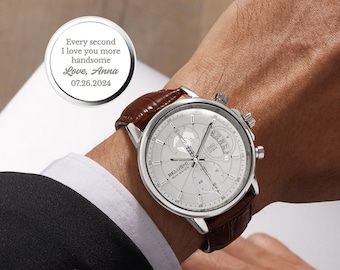 Personalize Mens Watch, Gift For Groom From Bride, Men Anniversary Gift, Custom Watch for Groom, Wedding Day Gift, Husband Fathers Day Gifts