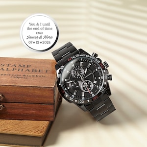Watch for Men, Engraved Mens Watch, Birthday Gift For Him, Boyfriend Anniversary Gift, Custom Watch For Husband