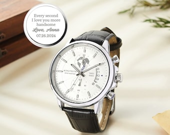 Engraved Mens Watch, Custom Watch for Groom, Wedding Day Gift, Men Anniversary Gift, Gifts For Husband, Gift For Groom From Bride