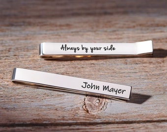 Engraved Name Tie Clip, Personalized Wedding Gift for Groom, Custom Gift from Bride, Groomsmen Tie Clip, Birthday Gift for Husband