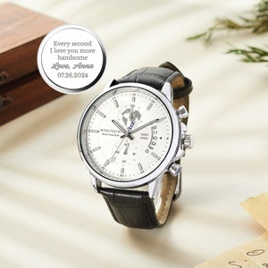 Custom Watch for Groom, Engraved Mens Watch, Wedding Day Gift, Men Anniversary Gift, Custom Watch For Husband, Gift For Groom From Bride