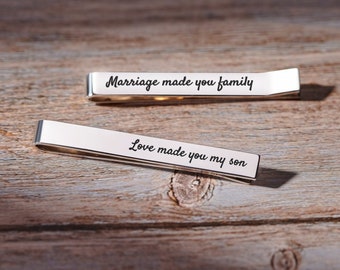 Personalized Wedding Gift for Son In Law, Engraved Tie Clip For Son In Law, Wedding Gift For Groom, Personalized Tie Clip For Men