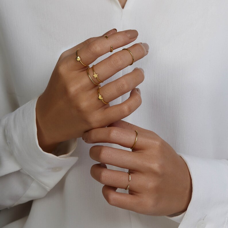 Tiny Star Ring Stacking Rings Dainty Rings Thin Rings Star Ring Rose Gold Silver Star Ring Stack Ring Minimal Star Ring Stackable