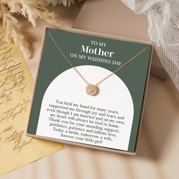 Collier mère de la mariée, cadeau de mariage mère de la mariée, cadeau pour maman le jour du mariage de sa fille, bijoux de mariage pour maman