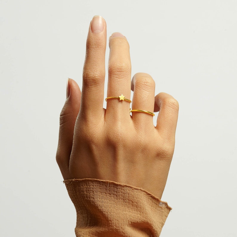 Tiny Star Ring Stacking Rings Dainty Rings Thin Rings Star Ring Rose Gold Silver Star Ring Stack Ring Minimal Star Ring Stackable