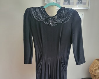 Vintage 1940s Black Dress