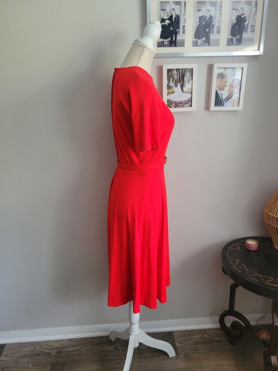 1950s Vintage red knit dress - image 4