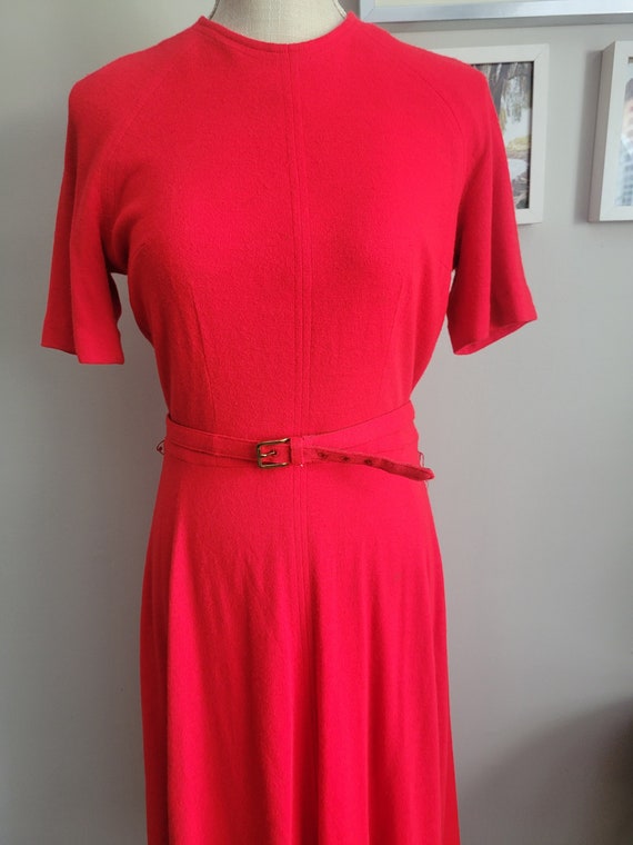 1950s Vintage red knit dress - image 2