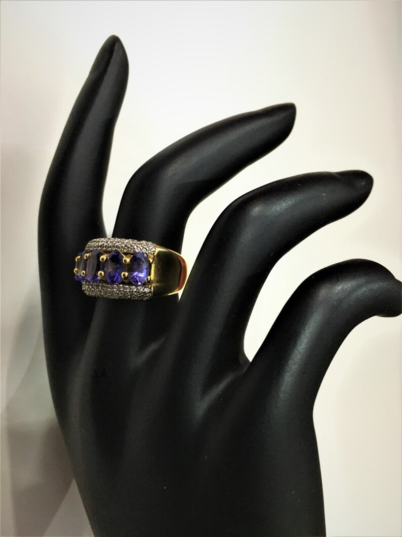 Hand Crafted Tanzanite Ring in 925 Sterling Silver with Gold vermeil
