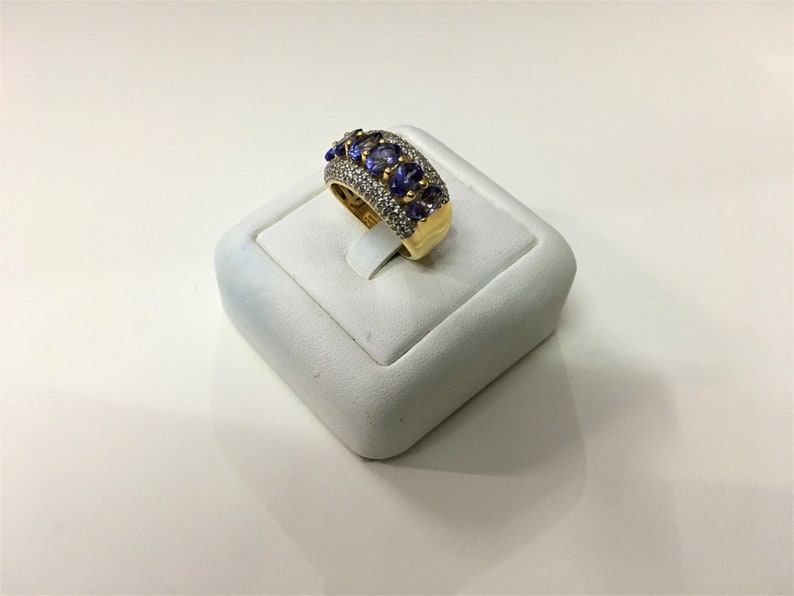 Hand Crafted Tanzanite Ring in 925 Sterling Silver with  Gold vermeil