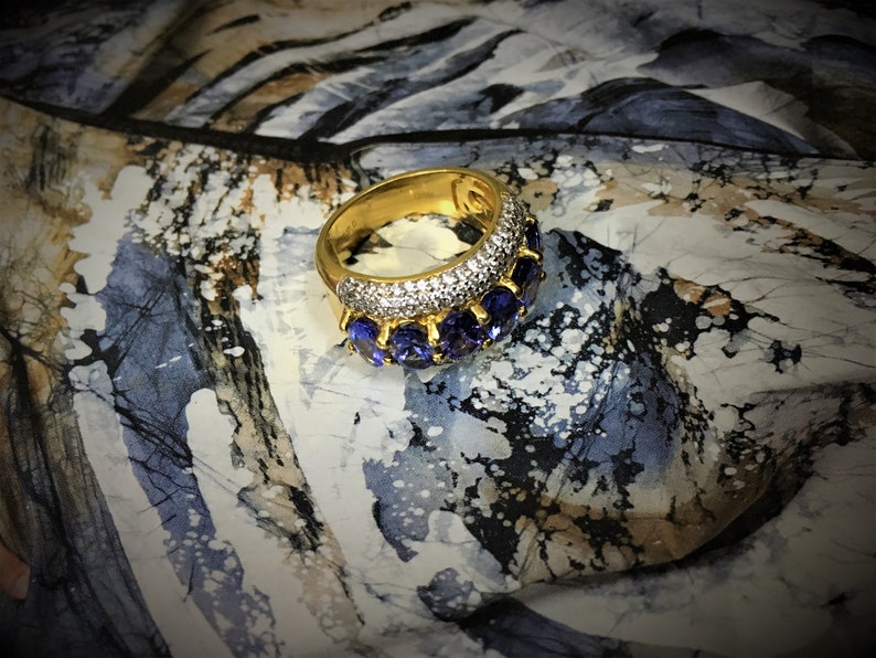 Hand Crafted Tanzanite Ring in 925 Sterling Silver with Gold vermeil